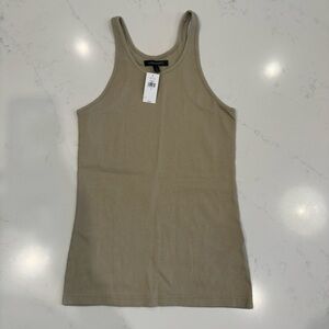 Banana Republic Cotton Ribbed Racerback Tank Beige Small